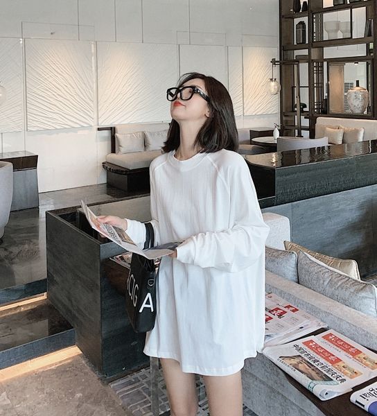 pure cotton white long sleeve t- coat t-shirt for women 2020 spring and autumn new net red bf wind bottoming shirt loose medium length t
pure cotton white long sleeve t- coat t-shirt for women 2020 spring and autumn new net red bf wind bottoming shirt loose medium length t