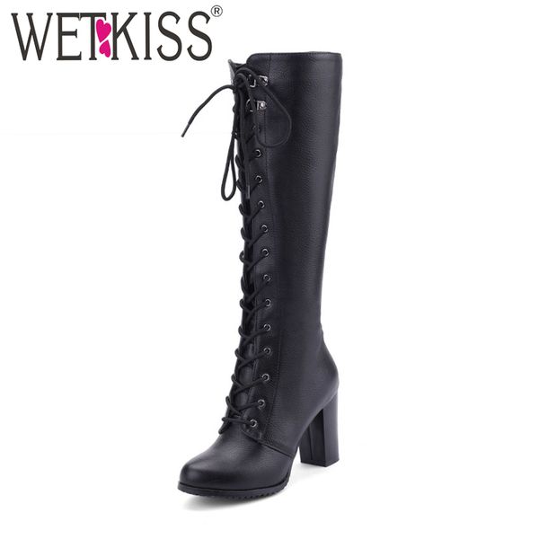 wetkiss knee high women boots round toe pu zip footwear thick high heels motorcycle female boots cross tied shoes women 2019 t200425, Black
wetkiss knee high women boots round toe pu zip footwear thick high heels motorcycle female boots cross tied shoes women 2019 t200425, Black