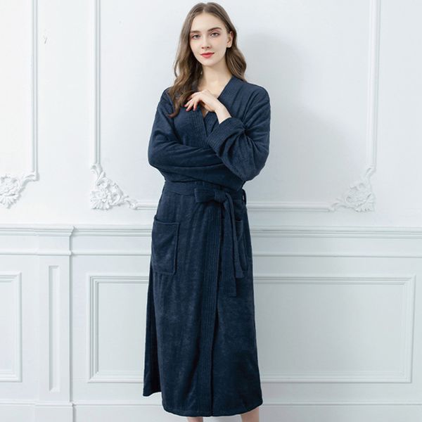 2021 new women's autumn winter long bathrobe with sashes female pockets sleepwear solid v neck thicken casual ladies kimono 8ay7, Black;red
2021 new women's autumn winter long bathrobe with sashes female pockets sleepwear solid v neck thicken casual ladies kimono 8ay7, Black;red