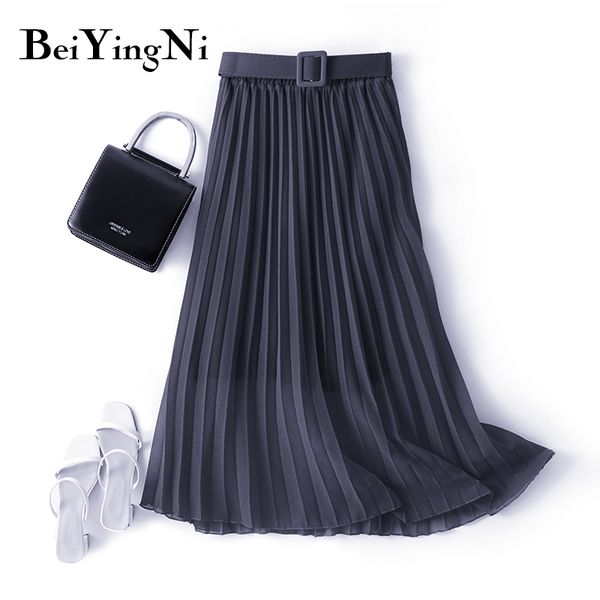 beiyingni women chiffon belt chiffon skirt solid pleated female long maxi shift casual skirts lady boho vintage korean saia midi 1014, Black
beiyingni women chiffon belt chiffon skirt solid pleated female long maxi shift casual skirts lady boho vintage korean saia midi 1014, Black