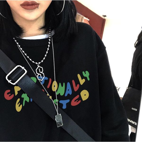 winter harajuku streetwear emotionally exhausted vintage casual fun letter loose women clothing letter print warm sweatshirt, Black
winter harajuku streetwear emotionally exhausted vintage casual fun letter loose women clothing letter print warm sweatshirt, Black