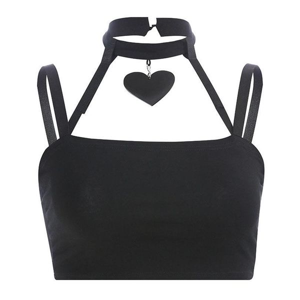 2021 summer choker tank dark black gothic punk heart pendant halter tanks for womens crop halter slim camis, White
2021 summer choker tank dark black gothic punk heart pendant halter tanks for womens crop halter slim camis, White