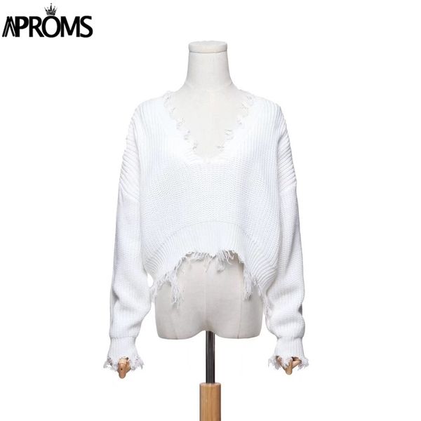 aproms tassel deep v knitted pullover female autumn winter white long sleeve knit crochet sweaters women cropped jumper pull 200924, White;black
aproms tassel deep v knitted pullover female autumn winter white long sleeve knit crochet sweaters women cropped jumper pull 200924, White;black
