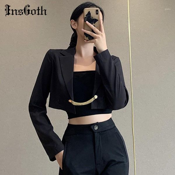 insgoth streerwear metal patchworkblack blazer jacket women fashion crop suits v-neck casual fitness female autumn1, White;black
insgoth streerwear metal patchworkblack blazer jacket women fashion crop suits v-neck casual fitness female autumn1, White;black