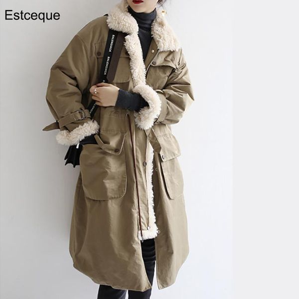 korean lamb wool down cotton jacket women stand collar loose long coat women winter warm jacket safari style1, Black
korean lamb wool down cotton jacket women stand collar loose long coat women winter warm jacket safari style1, Black