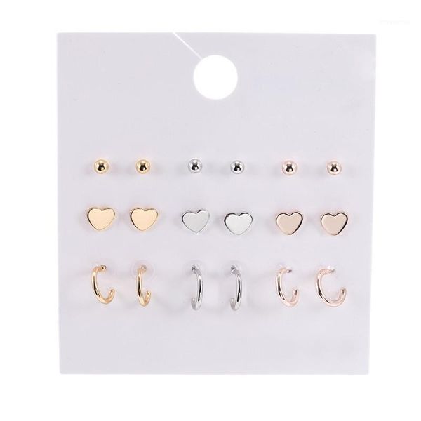 selling fashion simple 1 card 9 pairs of tricolor heart alloy electroplated earrings earrings female set1, Golden;silver
selling fashion simple 1 card 9 pairs of tricolor heart alloy electroplated earrings earrings female set1, Golden;silver