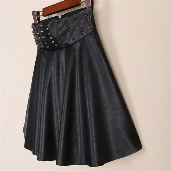 women skirt fashion pu leather high waisted skirts womens rivet pleated a line mini skirt plus size women clothing, Black
women skirt fashion pu leather high waisted skirts womens rivet pleated a line mini skirt plus size women clothing, Black