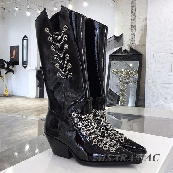 boots winter black punk style chain long leather pointed toe wedges fashion street ladies party shoes1
boots winter black punk style chain long leather pointed toe wedges fashion street ladies party shoes1