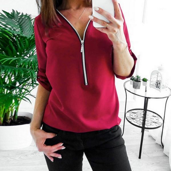 chiffon zipper short sleeve women shirts v neck solid women blouses casual tee shirt female clothes plus sizes1, White
chiffon zipper short sleeve women shirts v neck solid women blouses casual tee shirt female clothes plus sizes1, White