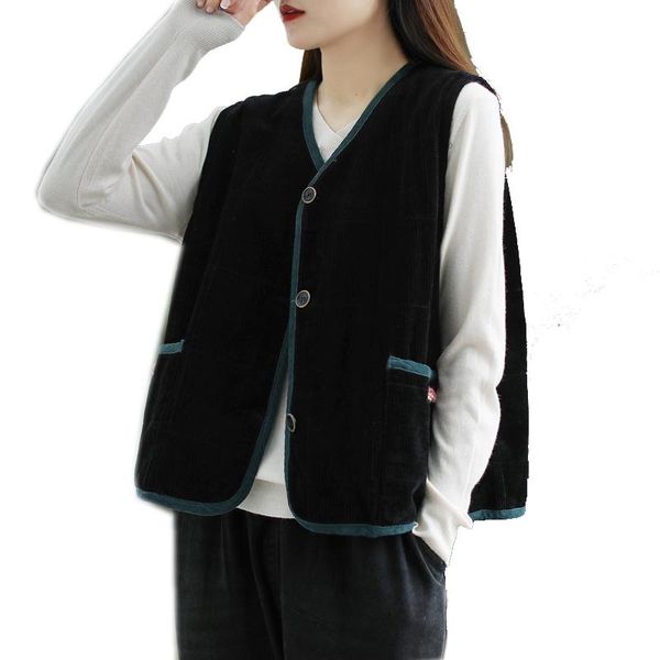 women corduroy vest outwear 100% cotton jacket sleeveless for autumn big loose retro vintage casual a11101207, Black;white
women corduroy vest outwear 100% cotton jacket sleeveless for autumn big loose retro vintage casual a11101207, Black;white