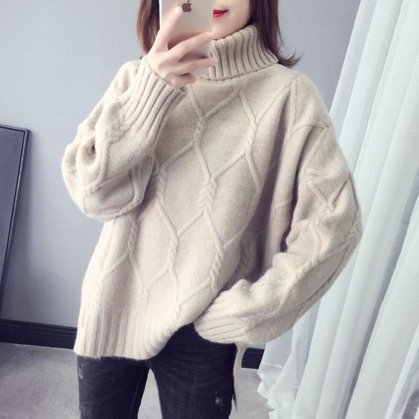 superaen autumn winter turtleneck solid loose bottoming shirt pullover full sweater women, White;black
superaen autumn winter turtleneck solid loose bottoming shirt pullover full sweater women, White;black