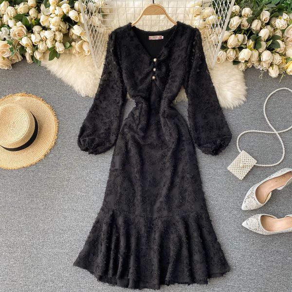 2021 new women dressed neck puff solid autumn mesh elegant dress party nri1, Black;gray
2021 new women dressed neck puff solid autumn mesh elegant dress party nri1, Black;gray