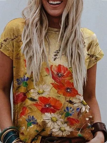 women's t-shirt short sleeve retro printed round neck t-shirt 2022 summer new, White
women's t-shirt short sleeve retro printed round neck t-shirt 2022 summer new, White