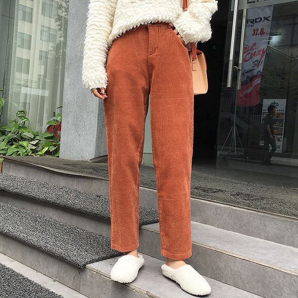 women plus size harem autumn corduroy korean chic trousers high waist black pants pantalones mujer s-5xl 201228, Black;white
women plus size harem autumn corduroy korean chic trousers high waist black pants pantalones mujer s-5xl 201228, Black;white