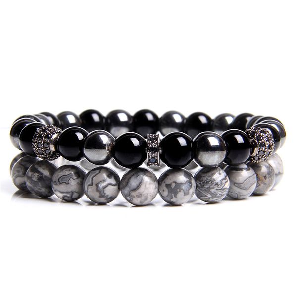 2pcs/set men bracelet natural stone hematite energy beads bracelet fashion 8mm map stone agates beaded charm jewelry, Black
2pcs/set men bracelet natural stone hematite energy beads bracelet fashion 8mm map stone agates beaded charm jewelry, Black