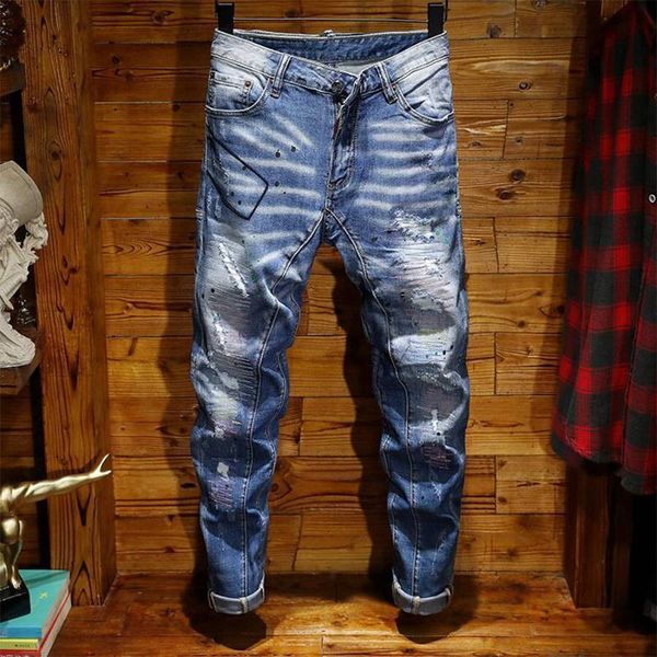 2021 men jeans pants perforated paint punk slim elastic pants mid waist washcloth soft men's jeans, counter high quality, Blue
2021 men jeans pants perforated paint punk slim elastic pants mid waist washcloth soft men's jeans, counter high quality, Blue