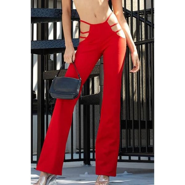 women cut out flare pants classic mid waist solid color stretch bell bottom long pants autumn, Black;white
women cut out flare pants classic mid waist solid color stretch bell bottom long pants autumn, Black;white