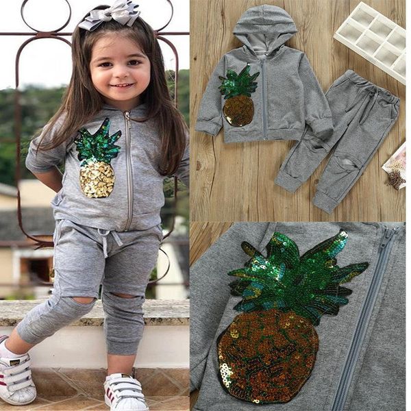 girls clothes hoodie boutique kids clothing set children pineapple outfits spring fall autumn toddler tracksuit + pants1, White
girls clothes hoodie boutique kids clothing set children pineapple outfits spring fall autumn toddler tracksuit + pants1, White