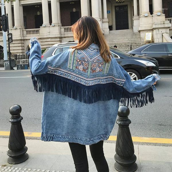 korean loose tassel long-sleeved denim jacket female new embroidery flower jean cardigan fashion1, Black;brown
korean loose tassel long-sleeved denim jacket female new embroidery flower jean cardigan fashion1, Black;brown