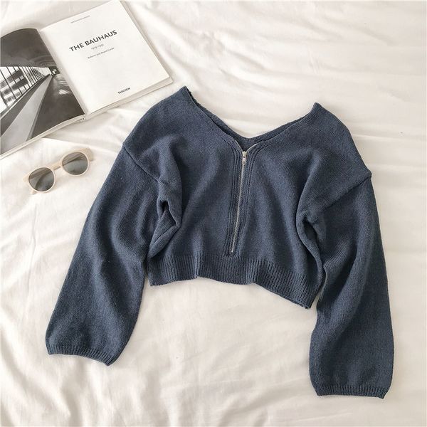 long sleeve`winter for women casual chic zipper knitted sweater women white black korean short sweaters womens autumn 200924
long sleeve`winter for women casual chic zipper knitted sweater women white black korean short sweaters womens autumn 200924
