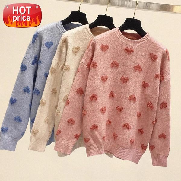 Love Pattern Round Neck Sweater Femal Fashion Lazy Wind Flocking Long Sleeve Loose Knit Bottoming Sweater Pullover Spring Autumn #Ya86, White
Love Pattern Round Neck Sweater Femal Fashion Lazy Wind Flocking Long Sleeve Loose Knit Bottoming Sweater Pullover Spring Autumn #Ya86, White