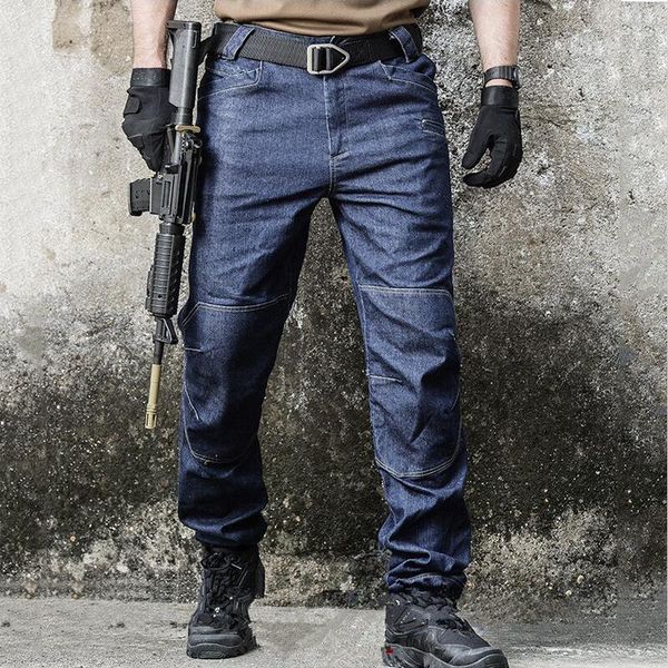 men's jeans tactical swat multi pocket denim pants army combat men wearable special force flexible long trousers, Blue
men's jeans tactical swat multi pocket denim pants army combat men wearable special force flexible long trousers, Blue
