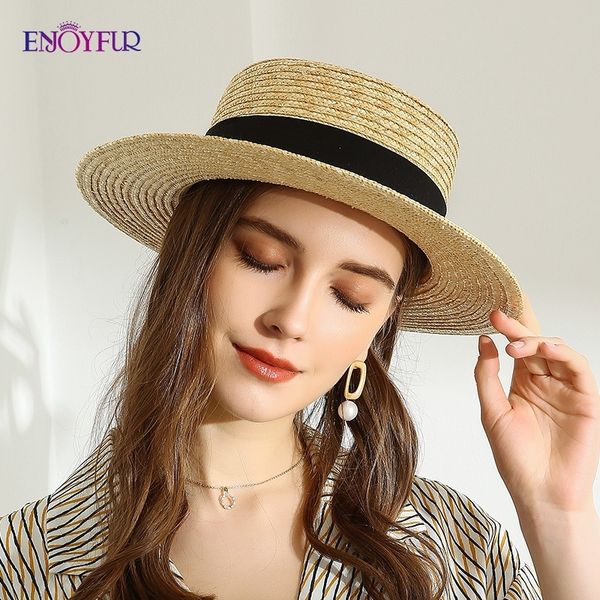 enjoyfur sun straw hats women men flat panama hat female fashion summer sun beach hat y200714, Blue;gray
enjoyfur sun straw hats women men flat panama hat female fashion summer sun beach hat y200714, Blue;gray