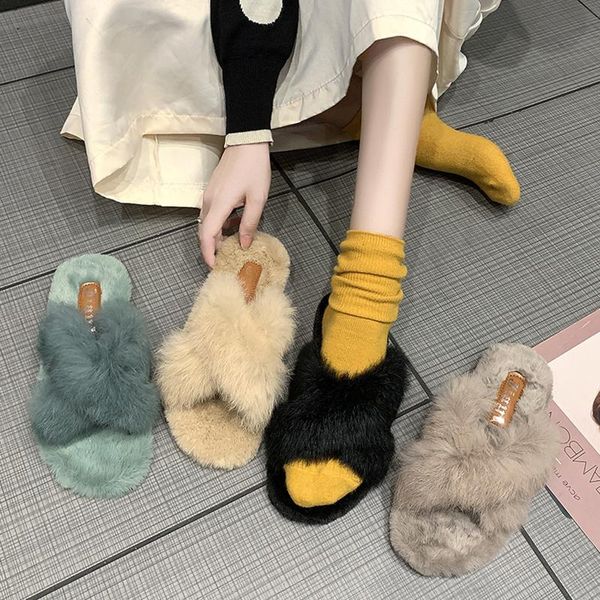 female shoes slippers flat low slides fashion fur flip flops 2020 luxury plush with fur autumn rome fabric basic short cotton, Black 
female shoes slippers flat low slides fashion fur flip flops 2020 luxury plush with fur autumn rome fabric basic short cotton, Black