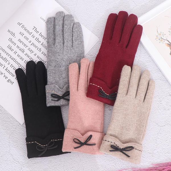 1pair winter female wool gloves winter warm cashmere full finger bow gloves, Blue;gray
1pair winter female wool gloves winter warm cashmere full finger bow gloves, Blue;gray