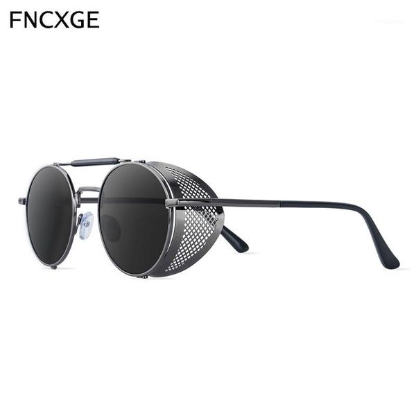 men women retro steampunk sunglasses round sun glasses side shield goggles gothic mirror lens sun glasses uv4001, White;black
men women retro steampunk sunglasses round sun glasses side shield goggles gothic mirror lens sun glasses uv4001, White;black