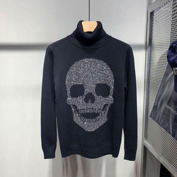 knitted oversized turtleneck men's sweater cashmere sweatshirt drilling skull brand pullover winter1, White;black
knitted oversized turtleneck men's sweater cashmere sweatshirt drilling skull brand pullover winter1, White;black