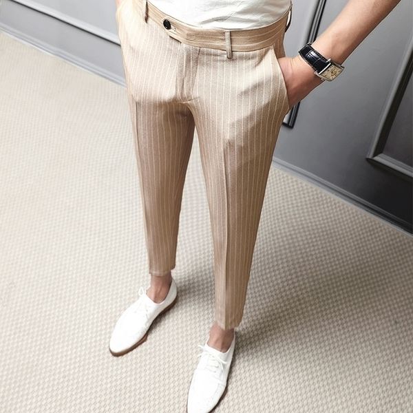stripe pants men brand designer slim fit british style mens suit pant gentlemen casual dress trousers spring men clothing 201109, Black
stripe pants men brand designer slim fit british style mens suit pant gentlemen casual dress trousers spring men clothing 201109, Black