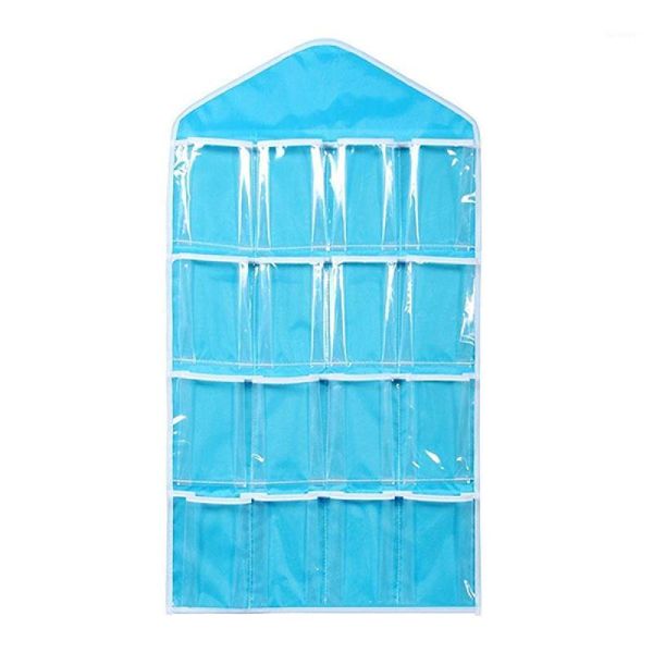 16 pockets clear over door hanging bag shoe rack hanger underwear socks bra closet storage tidy organizer (blue)1
16 pockets clear over door hanging bag shoe rack hanger underwear socks bra closet storage tidy organizer (blue)1