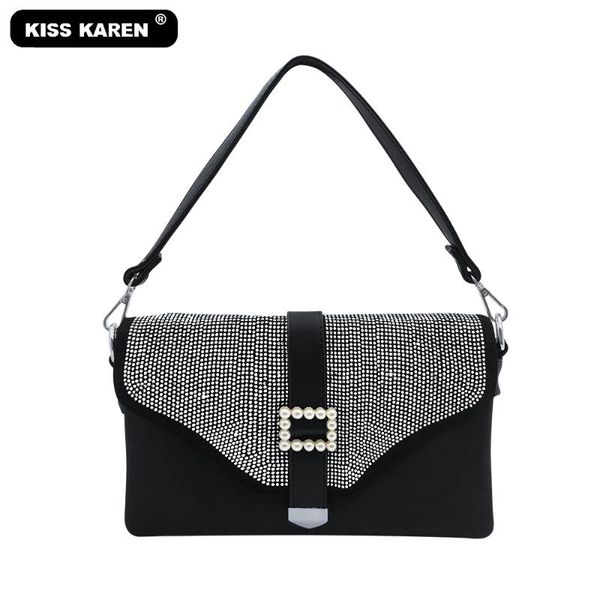 stylish strass women's shoulder bags waterproof nylon women messenger cross-body bags fashion pouch bling bling lady purse