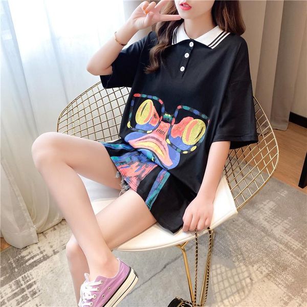 women's polos summer super fire short-sleeved t-shirt female korean version loose mid-length japanese doll lapel shirt tide, White
women's polos summer super fire short-sleeved t-shirt female korean version loose mid-length japanese doll lapel shirt tide, White