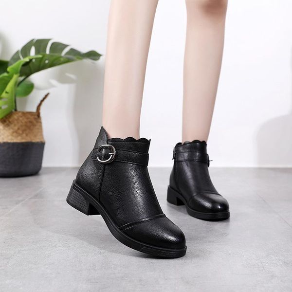 new fashion soft leather women ankle boots high heels zipper shoes warm fur winter boots for women plus size rtg5, Black
new fashion soft leather women ankle boots high heels zipper shoes warm fur winter boots for women plus size rtg5, Black