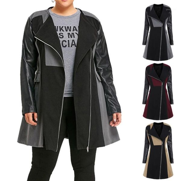 women wool blend female long autumn and winter warm woolen leather patchwork long coat jacket overcoat outwear femme #4n201, Black
women wool blend female long autumn and winter warm woolen leather patchwork long coat jacket overcoat outwear femme #4n201, Black