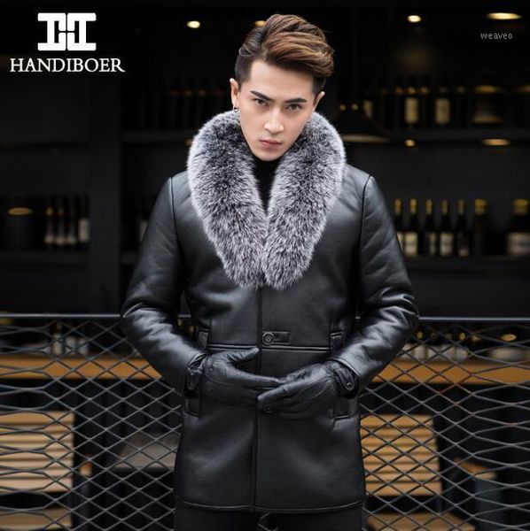 2019 men leather leather men's sheep skin fox fur collar long fur plus thick coat male clothing winte1, Black
2019 men leather leather men's sheep skin fox fur collar long fur plus thick coat male clothing winte1, Black