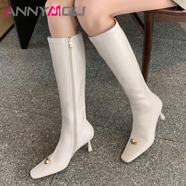 boots annymoli long women shoes square toe thin heels knee high metal decoration heel zipper fashion lady 40, Black
boots annymoli long women shoes square toe thin heels knee high metal decoration heel zipper fashion lady 40, Black