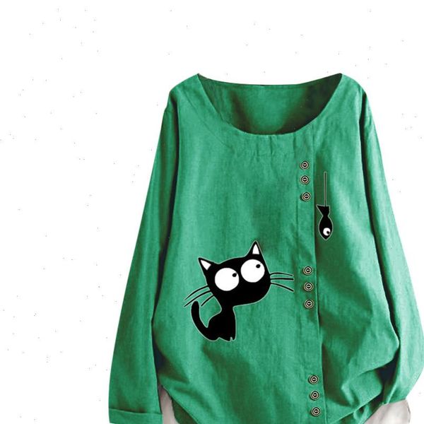 plus size cotton and linen blouse for women kawaii black cats printing shirt button casual loose long sleeve o neck blusas, White
plus size cotton and linen blouse for women kawaii black cats printing shirt button casual loose long sleeve o neck blusas, White