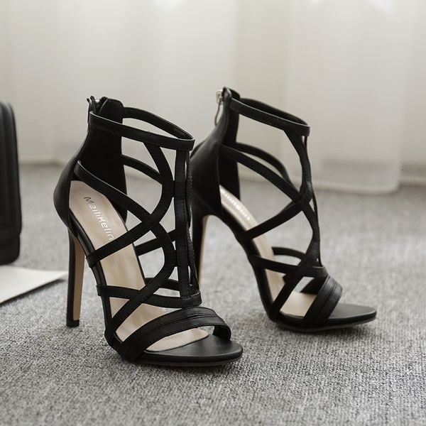 2021 new roman sandals with high heels open toe colour of the shape yrxd, Black