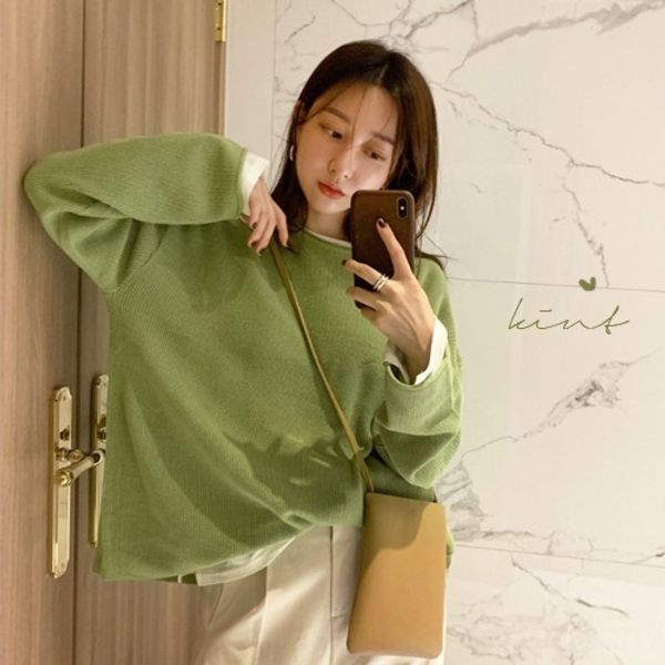 korean ins early autumn new green oversize large casual round neck pullover pullover sweater for women zjrt4, White;black
korean ins early autumn new green oversize large casual round neck pullover pullover sweater for women zjrt4, White;black