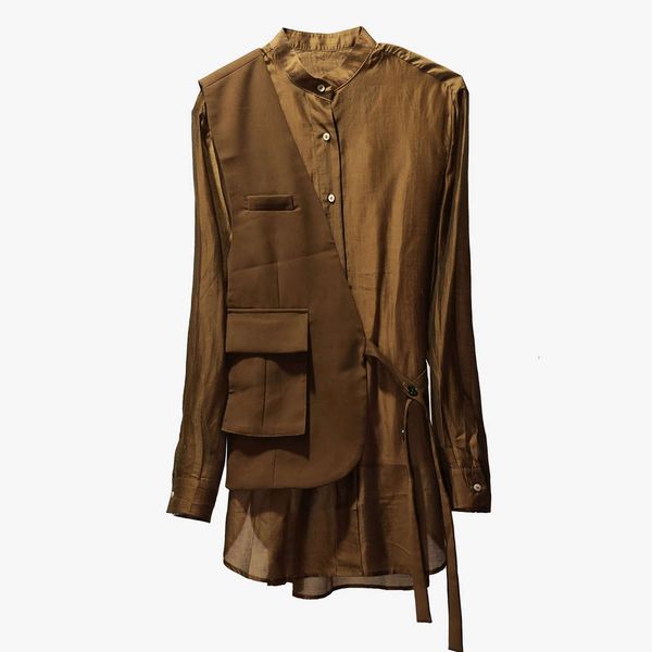 autumn and winter new british style fashionable personality splicing one side vt two piece long sleeve shirt, White
autumn and winter new british style fashionable personality splicing one side vt two piece long sleeve shirt, White
