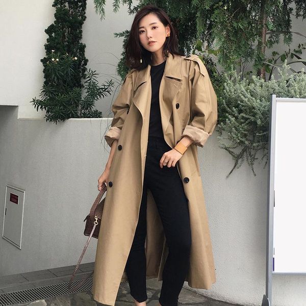 women's trench coats khaki coat casual long outerwear loose clothes for lady with belt spring autumn fashion army green, Tan;black
women's trench coats khaki coat casual long outerwear loose clothes for lady with belt spring autumn fashion army green, Tan;black