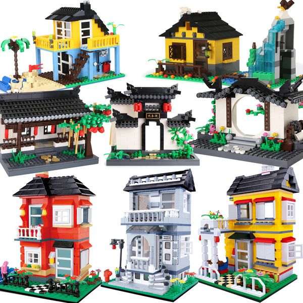 City House Architecture Super Villa Cottage Creator Sets Model Building Blocks Bricks Friends Kid Toy Children Ideas Chinoiserie
