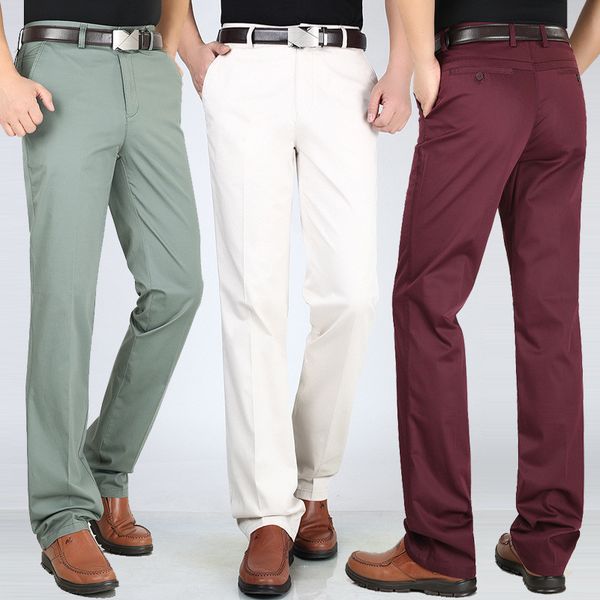 new summer 2020 men's casual section thin waist high strain male business loose straight pants sww4, White;black