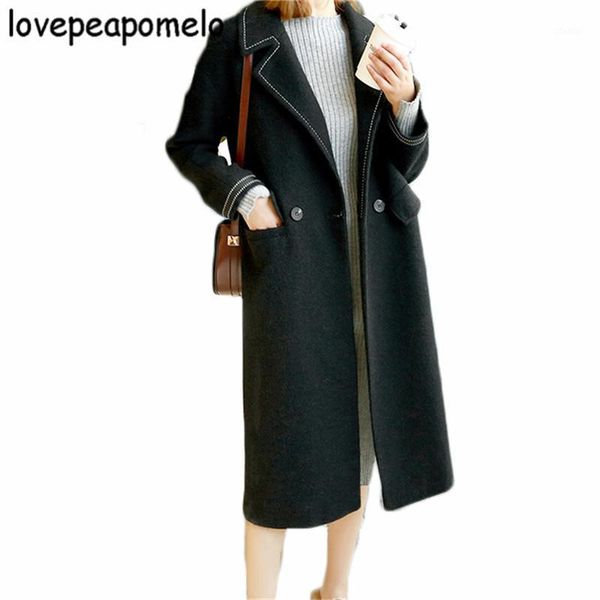 women's wool & blends big size woolen coat women long section fashion loose version patchwork winter large female overcoat j5041, Black
women's wool & blends big size woolen coat women long section fashion loose version patchwork winter large female overcoat j5041, Black