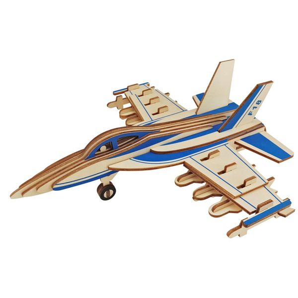 diy f18 fighter toys 3d wooden puzzle toy assembly model wood craft kits desk decoration for children kids
