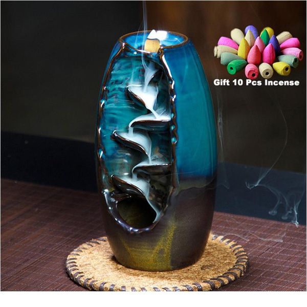 с 10 конетами бесплатный подарок водопад горелки керамический держатель получанца, опция для смешанных благовоний шишек (размер горелки l и