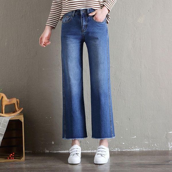 2020 spring and summer women's korean version of the new high-waist fashion casual wide leg pants denim nine pants al18609, Blue
2020 spring and summer women's korean version of the new high-waist fashion casual wide leg pants denim nine pants al18609, Blue